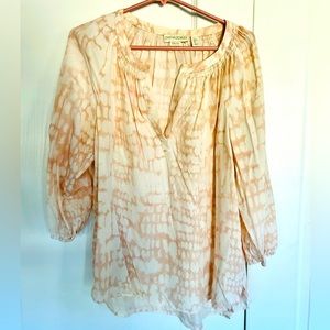 100% Silk long sleeve blouse. Cynthia Rowley. Mauve/ cream print. Size large
